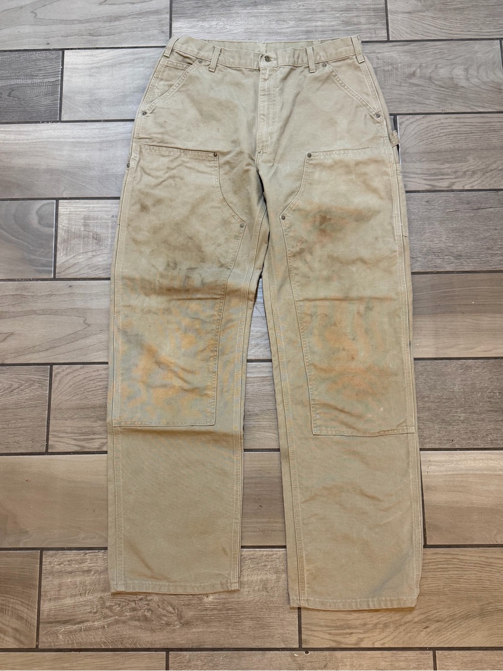 Vintage Y2K Carhartt B136 Double Knee Work Pants Tan